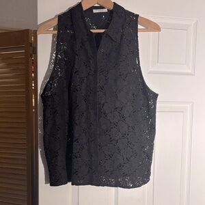 Equipment Black Floral Lace Blouse
